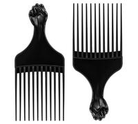 Neoreser 2 Pezzi Pettine Afro per Capelli a Denti Larghi, per Districare e Acconciare, Uomini e Donne(Nero)