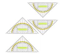 Neoreser 4 Pezzi Geometria Triangolo, Geometria Triangolo con Manico Rimovibile 16cm, Geometria di Triangolo in Plastica Trasparente, Adatto per Studente Ufficio Designer Pittura(Giallo)
