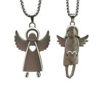 Neoreser Portachiavi a forma di angelo custode, Elegante ciondolo a forma di angelo in metallo, Per donne, fidanzate, colleghi, Argento