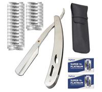 Neoreser Rasoio a Mano Libera, Rasoio, Rasoio a Mano Libera Professionale in Acciaio Inox e 20 Lamette in Acciaio Inox+ Custodia da Trasporto, Lama Barba per Taglia Barba