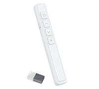 Neoreser Wireless Presenter, 2.4GHZ Presentatore Wireless Presenter Ricaricabile, Puntatore Presentatore Penna Telecomando Senza Fili, Telecomando Powerpoint per Aule, Ufficio, Riunioni (Bianco)