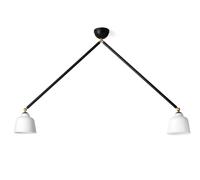 NEORETRO SOSPENSIONE GRANDE 2 LUCI SNODABILE STRUTTURA NERA DIFFUSORE VETRO BIANCO ATTACCO E27