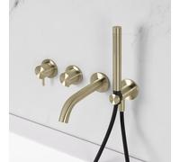 neoro F rubinetto vasca in acciaio inox, miscelatore monocomando, deviatore, 2 uscite, BN0767FNBC#Set4, F champagne spazzolato [Rubinetteria Bagno > Rubinetteria Vasca]