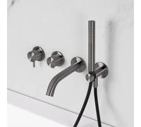 neoro F rubinetto vasca in acciaio inox, miscelatore monocomando, deviatore, 2 uscite, BN0767FNBG#Set4, F grafite spazzolato [Rubinetteria Bagno > Rubinetteria Vasca]