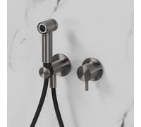 neoro F set miscelatore in acciaio inox, con set doccetta bidet, BN0767FBG#Set8, F grafite spazzolato [Rubinetteria Bagno > Bidet / Set Doccetta WC]