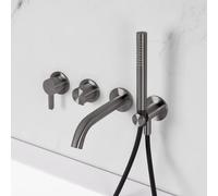 neoro FC rubinetto vasca in acciaio inox, miscelatore monocomando, deviatore, 2 uscite, BN0767FCNBG#Set4, FC grafite spazzolato [Rubinetteria Bagno > Rubinetteria Vasca]