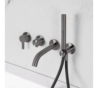 neoro FC rubinetto vasca in acciaio inox, miscelatore monocomando, deviatore, 2 uscite, BN0767FCSBG#Set4, FC grafite spazzolato [Rubinetteria Bagno > Rubinetteria Vasca]