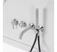 neoro FC rubinetto vasca in acciaio inox, miscelatore monocomando, deviatore, 2 uscite, BN0767FCSBS#Set4, FC acciaio inox spazzolato [Rubinetteria Bagno > Rubinetteria Vasca]