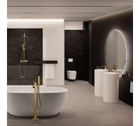 neoro - Il bagno completo con lavabi, WC, vasca e doccia, incl. rubinetteria, specchi illuminati e zona trucco, Bad-des-Monats-Set4#NEU, Universal [Mobili da Bagno > Top con Doppio Lavabo da Appoggio]