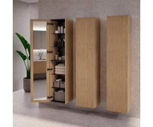 neoro n50 colonna con specchio interno La: 40 A: 180 cm, 1 anta, battuta variabile, con frontale in rovere profilato, BN0460PO, n50 [Mobili da Bagno > Colonne]