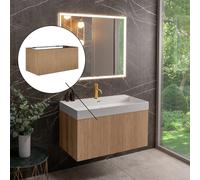 neoro n50 line mobile La: 100 cm con 1 scomparto estraibile, con frontale in rovere profilato, BN0463BPO, n50 [Mobili da Bagno > Mobili Lavabo]
