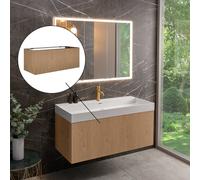 neoro n50 line mobile La: 120 cm con 1 scomparto estraibile, con frontale in rovere profilato, BN0464BPO, n50 [Mobili da Bagno > Mobili Lavabo]