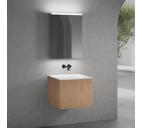 neoro n50 line mobile La: 60 cm con 1 scomparto estraibile, con frontale in rovere profilato, lavabo senza fori rubinetteria bianco opaco, con armadietto a specchio, BN0093WM+BN0461BPO+BN0472MI, n50 [