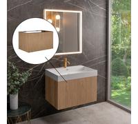 neoro n50 line mobile La: 80 cm con 1 scomparto estraibile, con frontale in rovere profilato, BN0462BPO, n50 [Mobili da Bagno > Mobili Lavabo]