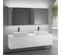 neoro n50 lunghezza mobile La: 200 cm con 2 estraibili, 2 lavabi La: 58 cm bianco opaco, con armadietto a specchio,, 2#BN0065WM+2#BN0433WH+BN0406WM+2#BN0474MI, n50 [Mobili da Bagno > Set Mobili da Bag