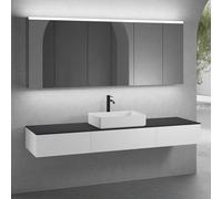 neoro n50 lunghezza mobile La: 200 cm con 3 estraibili, lavabo La: 58 cm bianco opaco, con armadietto a specchio,, BN0065WM+BN0412WM+2#BN0411WM+BN0406BM+2#BN0474MI, n50 [Mobili da Bagno > Set Mobili d