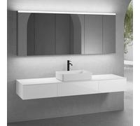 neoro n50 lunghezza mobile La: 200 cm con 3 estraibili, lavabo La: 58 cm bianco opaco, con armadietto a specchio,, BN0065WM+BN0412WH+2#BN0411WH+BN0406WH+2#BN0474MI, n50 [Mobili da Bagno > Set Mobili d