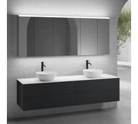 neoro n50 lunghezza mobile La: 200 cm con 4 estraibili, 2 lavabi Ø 40 cm bianco opaco, con armadietto a specchio,, 2#BN0064WM+2#BN0423BM+BN0406WM+2#BN0474MI, n50 [Mobili da Bagno > Set Mobili da Bagno