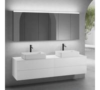 neoro n50 lunghezza mobile La: 200 cm con 4 estraibili, 2 lavabi La: 58 cm bianco opaco, con armadietto a specchio per la Svizzera,, 2#BN0065WM+2#BN0423WM+BN0406WM+2#BN0487MI, n50 [Mobili da Bagno > S