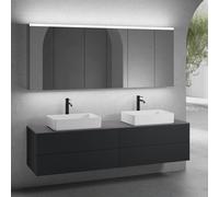 neoro n50 lunghezza mobile La: 200 cm con 4 estraibili, 2 lavabi La: 58 cm bianco opaco, con armadietto a specchio,, 2#BN0065WM+2#BN0423BM+BN0406GR+2#BN0474MI, n50 [Mobili da Bagno > Set Mobili da Bag