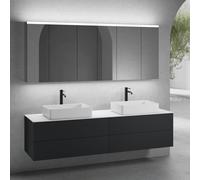neoro n50 lunghezza mobile La: 200 cm con 4 estraibili, 2 lavabi La: 58 cm bianco opaco, con armadietto a specchio per la Svizzera,, 2#BN0065WM+2#BN0423BM+BN0406WH+2#BN0487MI, n50 [Mobili da Bagno > S