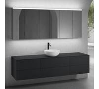neoro n50 lunghezza mobile La: 200 cm con 6 estraibili, lavabo Ø 45 cm bianco opaco, con armadietto a specchio,, BN0106WM+BN0422BM+2#BN0421BM+BN0406BM+2#BN0474MI, n50 [Mobili da Bagno > Set Mobili da
