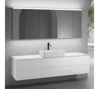 neoro n50 lunghezza mobile La: 200 cm con 6 estraibili, lavabo La: 58 cm bianco opaco, con armadietto a specchio,, BN0065WM+BN0422WH+2#BN0421WH+BN0406WM+2#BN0474MI, n50 [Mobili da Bagno > Set Mobili d