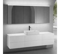 neoro n50 lunghezza mobile La: 200 cm con 6 estraibili, lavabo La: 58 cm bianco opaco, con armadietto a specchio per la Svizzera,, BN0065WM+BN0422WM+2#BN0421WM+BN0406WM+2#BN0487MI, n50 [Mobili da Bagn