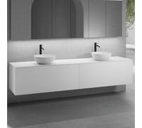 neoro n50 lunghezza mobile La: 240 cm con 2 estraibili, 2 lavabi Ø 45 cm bianco opaco,, 2#BN0106WM+2#BN0434WM+BN0407WM, n50 [Mobili da Bagno > Mobili con Doppio Lavabo]