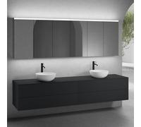 neoro n50 lunghezza mobile La: 240 cm con 4 estraibili, 2 lavabi Ø 45 cm bianco opaco, con armadietto a specchio,, 2#BN0106WM+2#BN0424BM+BN0407BM+2#BN0475MI, n50 [Mobili da Bagno > Set Mobili da Bagno