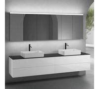 neoro n50 lunghezza mobile La: 240 cm con 4 estraibili, 2 lavabi La: 58 cm bianco opaco, con armadietto a specchio,, 2#BN0065WM+2#BN0424WH+BN0407BM+2#BN0475MI, n50 [Mobili da Bagno > Set Mobili da Bag