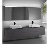 neoro n50 lunghezza mobile La: 240 cm con 4 estraibili, 2 lavabi La: 58 cm bianco opaco, con armadietto a specchio per la Svizzera,, 2#BN0065WM+2#BN0424GR+BN0407BM+2#BN0488MI, n50 [Mobili da Bagno > S