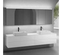 neoro n50 lunghezza mobile La: 240 cm con 4 estraibili, 2 lavabi La: 58 cm bianco opaco, con armadietto a specchio per la Svizzera,, 2#BN0065WM+2#BN0424WH+BN0407WH+2#BN0488MI, n50 [Mobili da Bagno > S