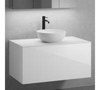 neoro n50 mobile La: 100 cm con 1 estraibile, lavabo Ø 40 bianco opaco,, BN0064WM+BN0433WH+BN0403WH, n50 [Mobili da Bagno > Mobili con Lavabo Integrato]