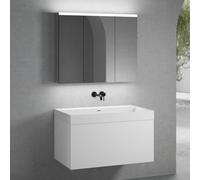 neoro n50 mobile La: 100 cm con 1 estraibile lavabo senza foro per rubinetteria bianco opaco, con armadietto a specchio per la Svizzera,, BN0135WM+BN0433WM+BN0487MI, n50 [Mobili da Bagno > Set Mobili 