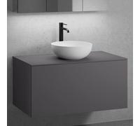 neoro n50 mobile La: 100 cm con 1 scomparto estraibile, lavabo Ø 45 bianco opaco,, BN0106WM+BN0433GR+BN0403GR, n50 [Mobili da Bagno > Mobili con Lavabo Integrato]