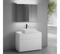 neoro n50 mobile La: 100 cm con 2 estraibili, lavabo La: 58 cm bianco opaco, con armadietto a specchio per la Svizzera,, BN0065WM+BN0443WM+BN0403WM+BN0487MI, n50 [Mobili da Bagno > Set Mobili da Bagno