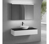neoro n50 mobile La: 120 cm con 1 estraibile, lavabo Ø 40 cm bianco opaco, con armadietto a specchio,, BN0064WM+BN0414WM+BN0404C2+BN0475MI, n50 [Mobili da Bagno > Set Mobili da Bagno]