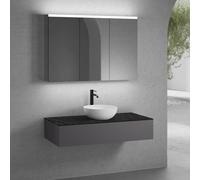 neoro n50 mobile La: 120 cm con 1 estraibile, lavabo Ø 45 cm bianco opaco, con armadietto a specchio per la Svizzera,, BN0106WM+BN0414GR+BN0404C2+BN0488MI, n50 [Mobili da Bagno > Set Mobili da Bagno]