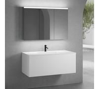 neoro n50 mobile La: 120 cm con 1 estraibile, lavabo con 1 foro della rubinetteria bianco, con armadietto a specchio,, BN0100WH+BN0434WM+BN0475MI, n50 [Mobili da Bagno > Set Mobili da Bagno]