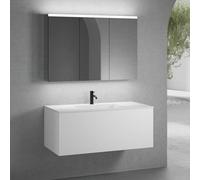 neoro n50 mobile La: 120 cm con 1 estraibile, lavabo con 1 foro della rubinetteria bianco opaco, con armadietto a specchio per la Svizzera,, BN0100WM+BN0434WM+BN0488MI, n50 [Mobili da Bagno > Set Mobi