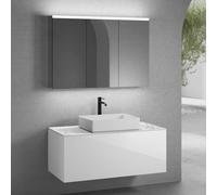 neoro n50 mobile La: 120 cm con 1 estraibile, lavabo La: 58 cm bianco opaco, con armadietto a specchio,, BN0065WM+BN0434WH+BN0404C1+BN0475MI, n50 [Mobili da Bagno > Set Mobili da Bagno]