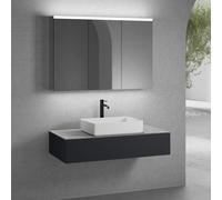 neoro n50 mobile La: 120 cm con 1 estraibile, lavabo La: 58 cm bianco opaco, con armadietto a specchio,, BN0065WM+BN0414BM+BN0404C3+BN0475MI, n50 [Mobili da Bagno > Set Mobili da Bagno]
