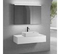 neoro n50 mobile La: 120 cm con 1 estraibile, lavabo La: 58 cm bianco opaco, con armadietto a specchio per la Svizzera,, BN0065WM+BN0414WH+BN0404WH+BN0488MI, n50 [Mobili da Bagno > Set Mobili da Bagno