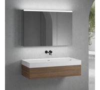 neoro n50 mobile La: 120 cm con 1 estraibile, lavabo senza foro per rubinetteria bianco opaco, con armadietto a specchio,, BN0136WM+BN0414WL+BN0475MI, n50 [Mobili da Bagno > Set Mobili da Bagno]