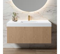 neoro n50 mobile La: 120 cm con 1 scomparto estraibile, con frontale in rovere profilato, lavabo area, BN0434PO+BN0155WM, n50 [Mobili da Bagno > Mobili con Lavabo Integrato]