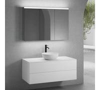 neoro n50 mobile La: 120 cm con 2 estraibili, lavabo Ø 45 cm bianco opaco, con armadietto a specchio per la Svizzera,, BN0106WM+BN0424WM+BN0404WM+BN0488MI, n50 [Mobili da Bagno > Set Mobili da Bagno]