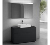 neoro n50 mobile La: 120 cm con 2 estraibili, lavabo La: 58 cm bianco opaco, con armadietto a specchio,, BN0065WM+BN0444BM+BN0404BM+BN0475MI, n50 [Mobili da Bagno > Set Mobili da Bagno]