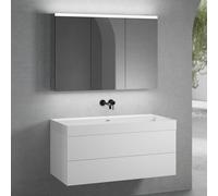 neoro n50 mobile La: 120 cm con 2 estraibili, lavabo senza foro per rubinetteria bianco opaco, con armadietto a specchio per la Svizzera,, BN0136WM+BN0424WM+BN0488MI, n50 [Mobili da Bagno > Set Mobili