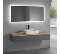 neoro n50 mobile La: 160 cm con 1 estraibile, lavabo La: 58 cm bianco opaco, con specchio n30,, BN0065WM+BN0493GR+BN0405W1+BN0007MI, n50 [Mobili da Bagno > Set Mobili da Bagno]